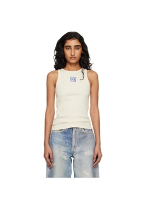 Marni Off-White Ribbed Cotton Marni Frame Logo Tank Top