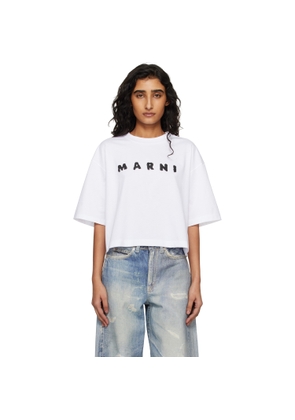 Marni White Jersey Marni Scribbled Logo T-shirt