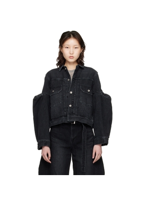 sacai Black Pipe Sleeves Denim Jacket