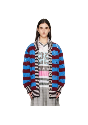 Chopova Lowena Multicolor Letterman Blue Cardigan