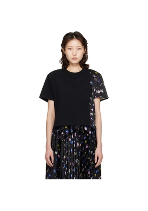 sacai Black Floral Print T-shirt