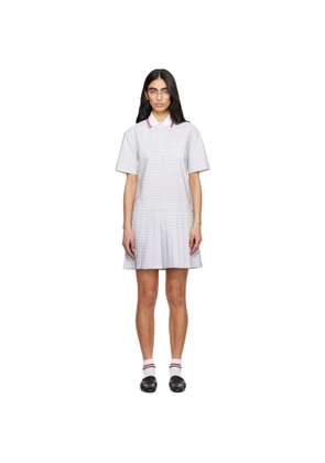 Thom Browne Gray Pleated Polo 4 Bar Stripe Poplin Minidress