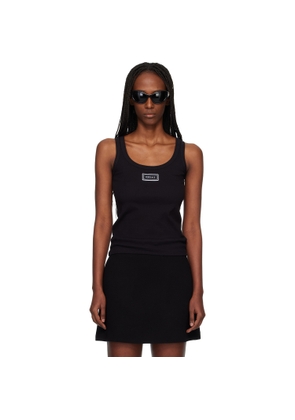 Versace Black Ribbed Stretch Cotton Tank Top