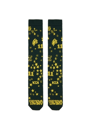 Chopova Lowena Black & Yellow Varsity Long Socks
