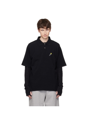 vowels Black S/S Pique Polo