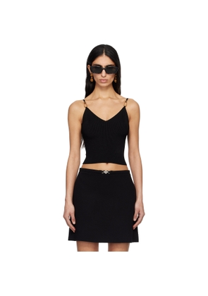 Versace Black Viscose Knit Crop Camisole