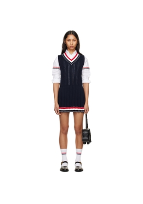 Thom Browne Navy Cricket RWB Stripe Baby Ladder Cable Minidress