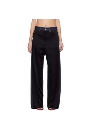 Stella McCartney Navy & Black Wide-Leg Satin-Panel Jeans