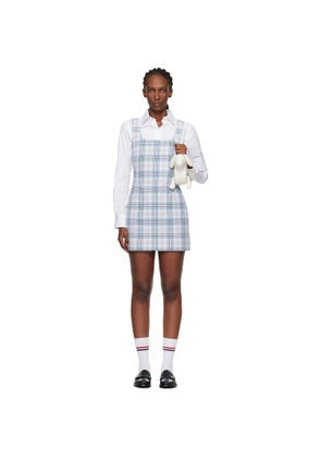 Thom Browne White & Gray Windowpane Plaid Sack Minidress