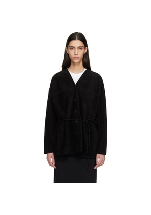 LE17SEPTEMBRE Black Collarless Suede Jacket