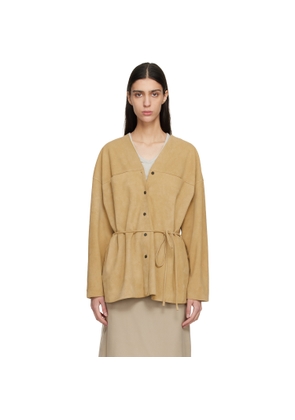 LE17SEPTEMBRE Tan Collarless Suede Jacket
