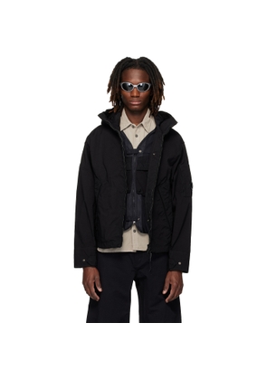 C.P. Company Black Twill Hooded Lens Jacket