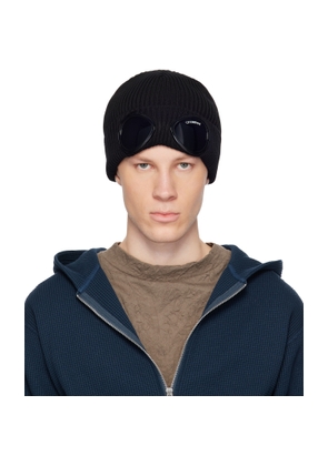 C.P. Company Black Cotton Goggle Beanie