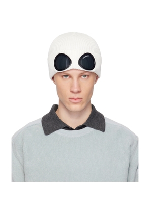 C.P. Company Off-White Cotton Goggle Beanie