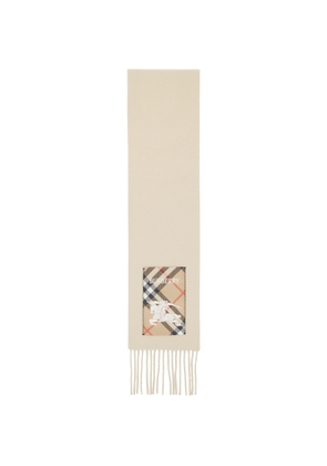 Burberry Beige Check Label Cashmere Scarf