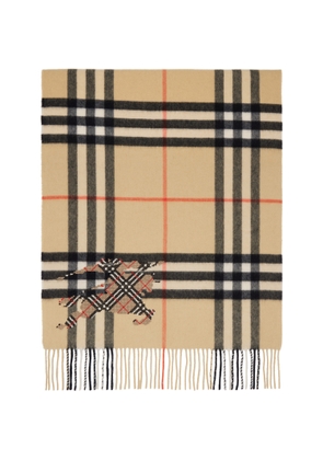 Burberry Beige Wide Cross Stitch EKD Check Cashmere Scarf