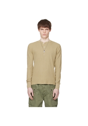 RRL Beige Garment-Dyed Waffle-Knit Henley