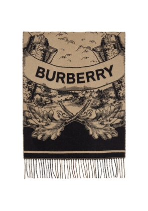 Burberry Beige Wide Reversible EKD Cashmere Scarf
