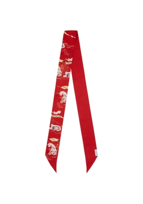 Burberry Red Skinny Watercolour EKD Silk Scarf