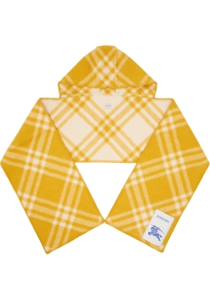 Burberry Yellow Check Wool Hooded Scarf