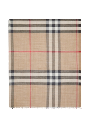 Burberry Beige Wide Check Wool Silk Scarf
