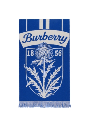 Burberry Blue & White Thistle Shield Wool Scarf