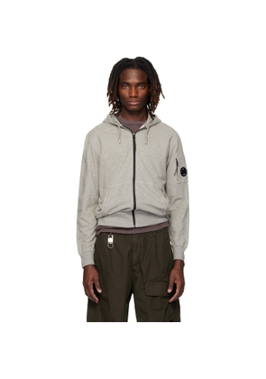 C.P. Company Gray Light Fleece Zip Lens Hoodie