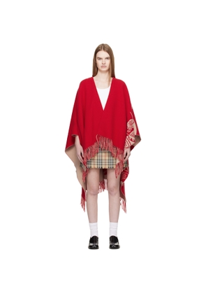 Burberry Red EKD Wool Cashmere Cape