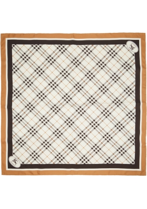 Burberry Off-White Check Knight Stamp Silk Scarf