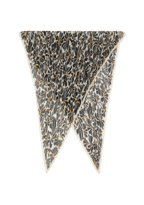 Burberry Black & Off-White Daisy Silk Scarf