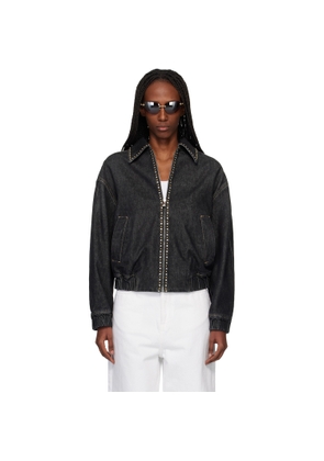 Versace Black Embellished Denim Jacket