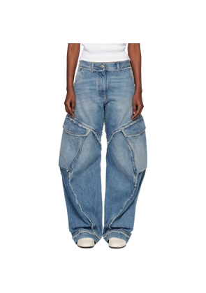 Versace Blue Low-Waist Cargo Jeans