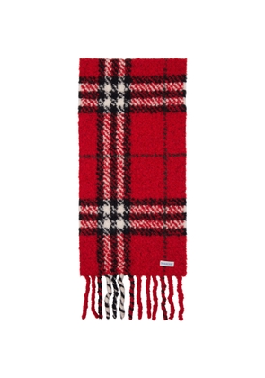 Burberry Red Check Alpaca Wool Blend Bouclé Scarf