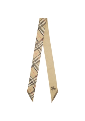 Burberry Beige Skinny Watercolour Check Silk Scarf