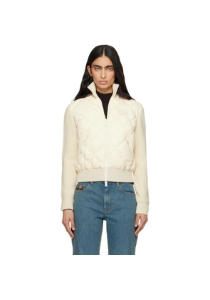 Burberry Off-White Check-Stitch Nylon & Wool Jacket