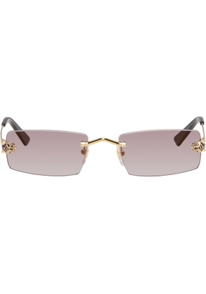 Cartier Gold 'Panthère de Cartier' Rectangular Sunglasses