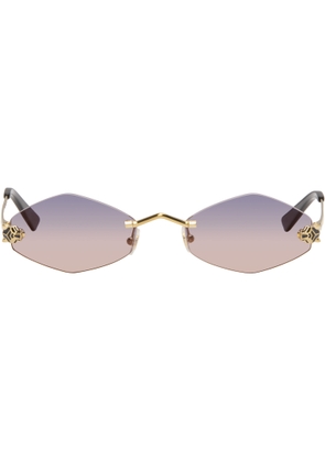 Cartier Gold 'Panthère de Cartier' Geometric Rimless Sunglasses