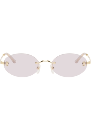 Cartier Gold Signature C Oval Rimless Sunglasses