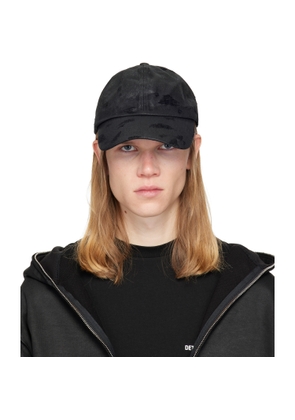 DET BLEV SENT Black Distressed Waxed Denim Cap