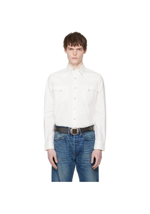 RRL White Slim Fit Poplin Western Shirt