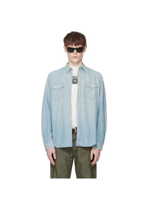 RRL Blue Slim Fit Chambray Western Shirt