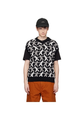 vowels Black Tag-A-Long Knitted Vest