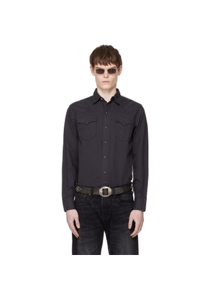 RRL Black Slim Fit Twill Western Shirt