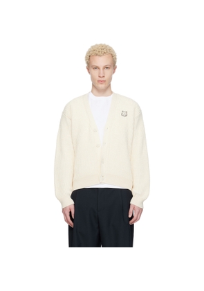 Maison Kitsuné Off-White Fox Head Cotton Ribbed Cardigan