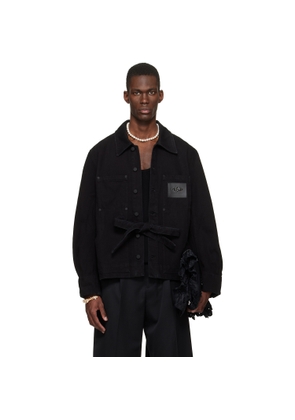 Simone Rocha Black Workwear Bow Denim Jacket