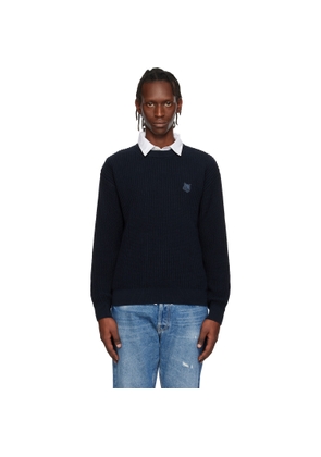 Maison Kitsuné Navy Fox Head Cotton Ribbed Sweater