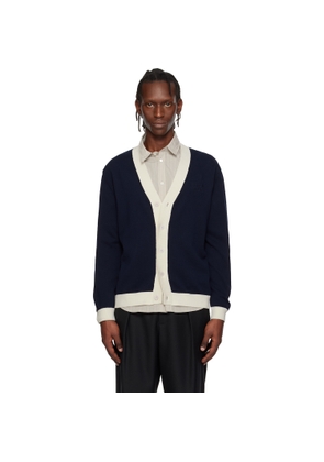 Maison Kitsuné Navy Contrasted Cotton Comfort Cardigan