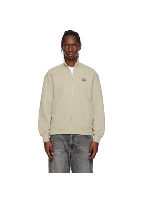 Maison Kitsuné Beige Fox Head Zipped Comfort Sweatshirt
