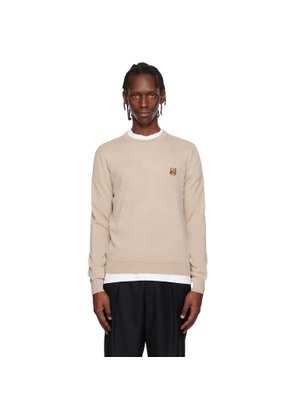 Maison Kitsuné Beige Fox Head Merino Regular Sweater