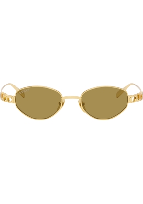 Gucci Gold Oval Frame Sunglasses